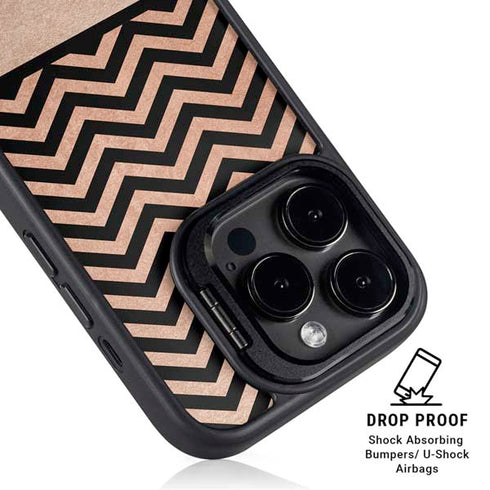 Rose Gold Chevron Split iPhone 16 Pro Kickstand Case